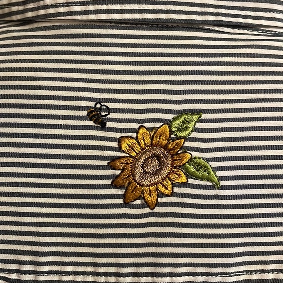 BRECKENRIDGE Vintage 90s Sunflower embroidered pinstripe button shirt woman’s XL - Picture 7 of 11